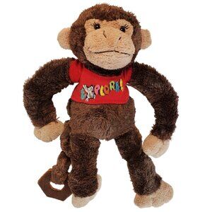 Brown Hanging Monkey Plush w/ 'Explore' Shirt. 12". By Promotional Alliance.